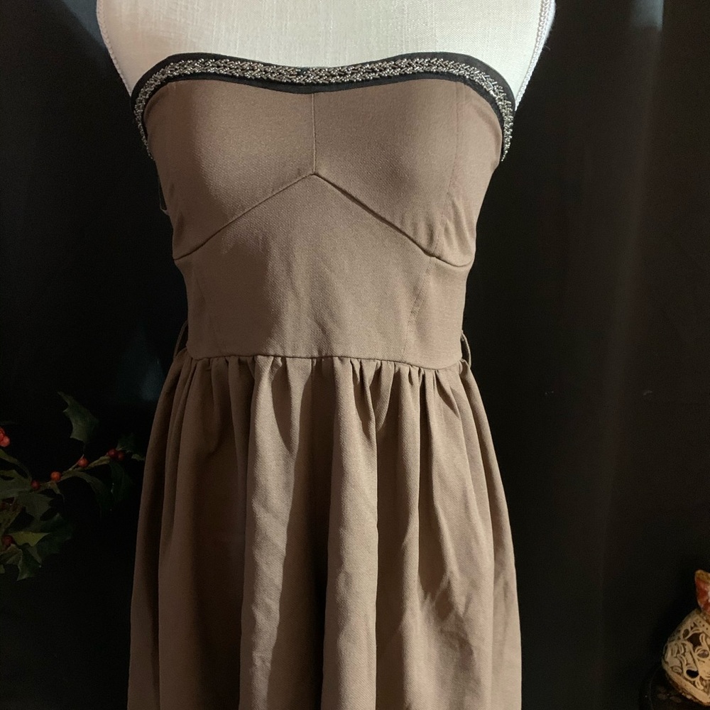 YA Los Angeles Tan W Beading Tube Top Romper